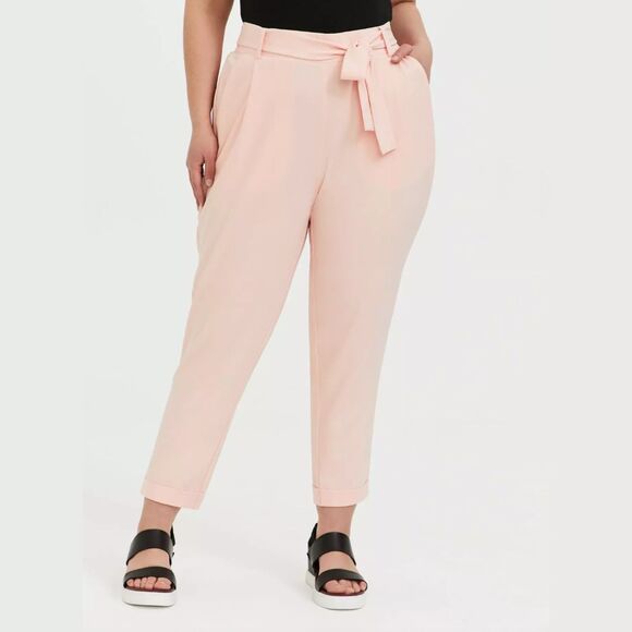 NWT TORRID (2) Pull-On Taper Stretch Crepe High-Rise Tie-Front Pant - Picture 1 of 11